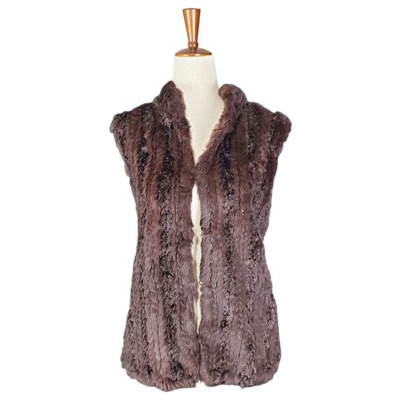Chico's Vintage Y2k Brown Rabbit Fur Vest Hook & Loop Front Closure - Size Large - Picture 8 of 8
